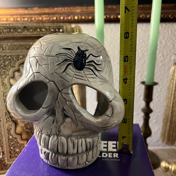 Halloween Skull Spider Web And Spider Luminary Vtg - Picture 11 of 14